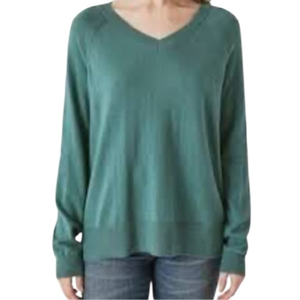 Lucky Brand Women’s' V-Neck Sweater Green V-Neck Sweater Size L
